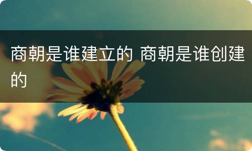 商朝是谁建立的 商朝是谁创建的