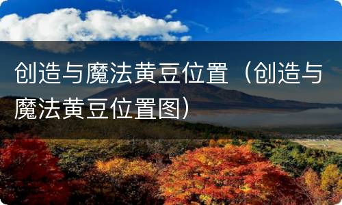 创造与魔法黄豆位置（创造与魔法黄豆位置图）