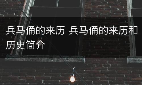 兵马俑的来历 兵马俑的来历和历史简介