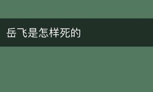 岳飞是怎样死的