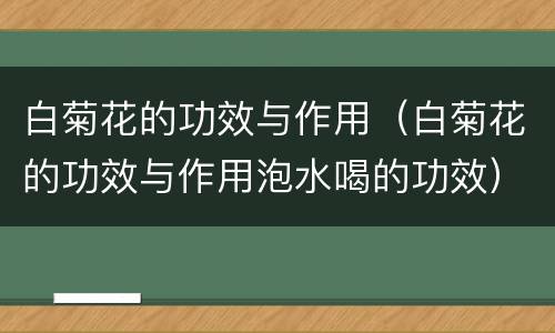 白菊花的功效与作用（白菊花的功效与作用泡水喝的功效）