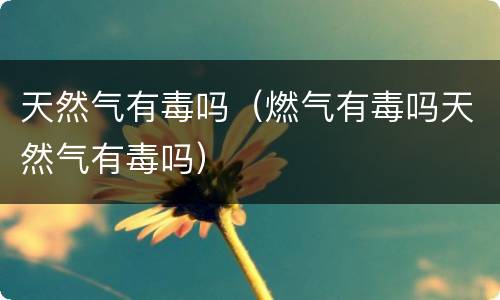 天然气有毒吗（燃气有毒吗天然气有毒吗）