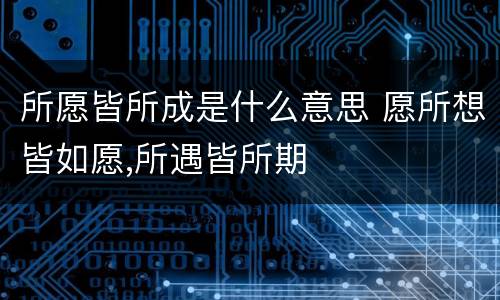 所愿皆所成是什么意思 愿所想皆如愿,所遇皆所期