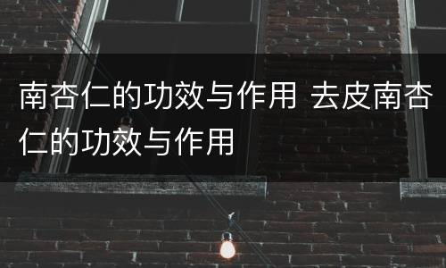 南杏仁的功效与作用 去皮南杏仁的功效与作用