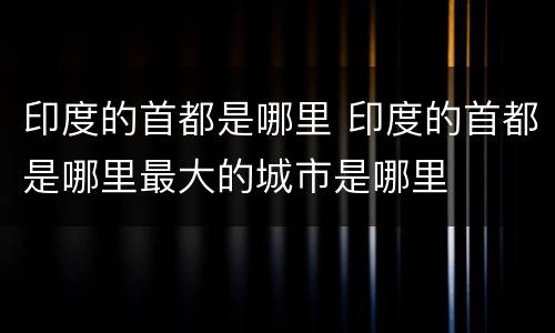 印度的首都是哪里 印度的首都是哪里最大的城市是哪里