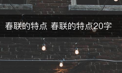 春联的特点 春联的特点20字