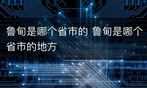鲁甸是哪个省市的 鲁甸是哪个省市的地方