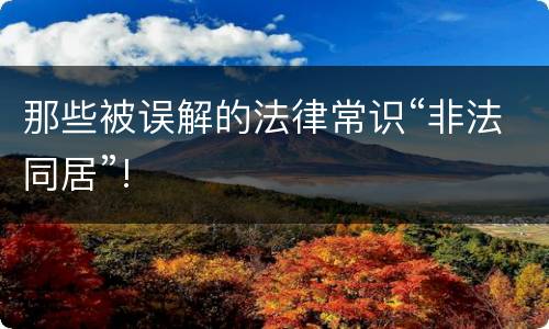 那些被误解的法律常识“非法同居”!