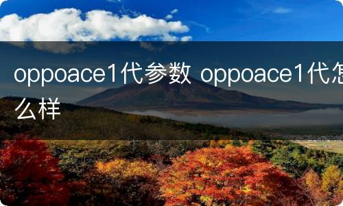 oppoace1代参数 oppoace1代怎么样