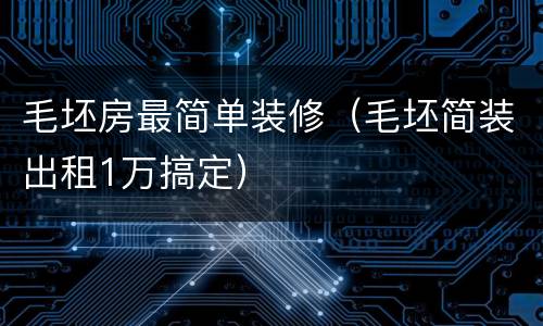 毛坯房最简单装修（毛坯简装出租1万搞定）