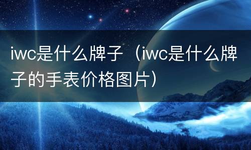 iwc是什么牌子（iwc是什么牌子的手表价格图片）