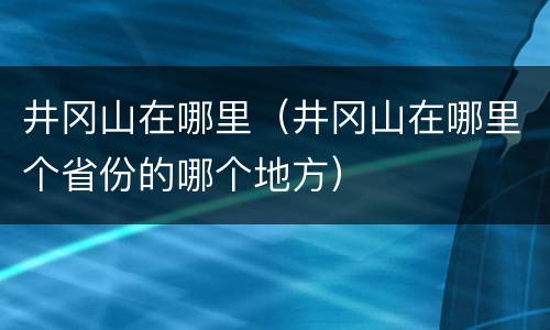 井冈山在哪里（井冈山在哪里个省份的哪个地方）