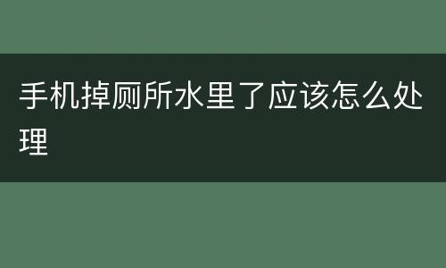 手机掉厕所水里了应该怎么处理
