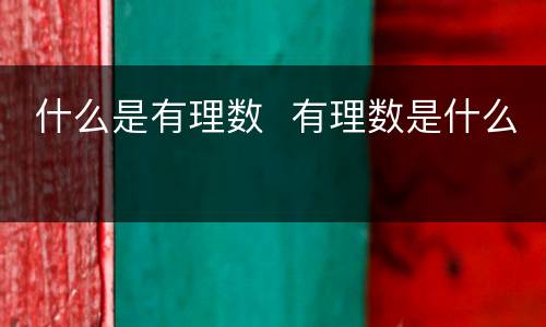  什么是有理数  有理数是什么