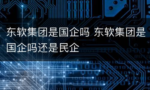 东软集团是国企吗 东软集团是国企吗还是民企