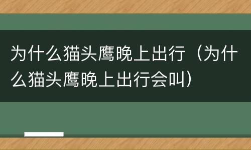 为什么猫头鹰晚上出行（为什么猫头鹰晚上出行会叫）