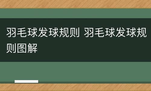 羽毛球发球规则 羽毛球发球规则图解