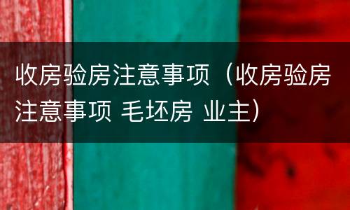 收房验房注意事项（收房验房注意事项 毛坯房 业主）