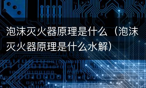 泡沫灭火器原理是什么（泡沫灭火器原理是什么水解）
