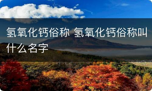 氢氧化钙俗称 氢氧化钙俗称叫什么名字