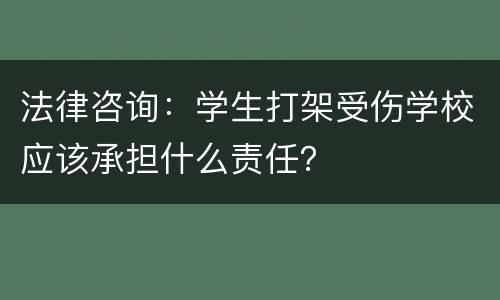 法律咨询：学生打架受伤学校应该承担什么责任？