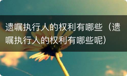 遗嘱执行人的权利有哪些（遗嘱执行人的权利有哪些呢）