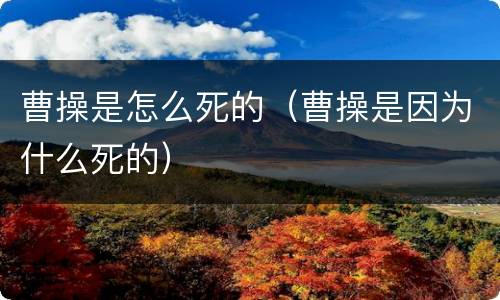 曹操是怎么死的（曹操是因为什么死的）