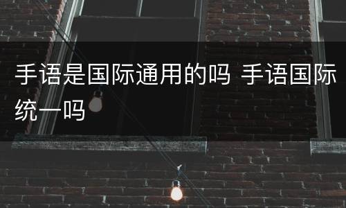 手语是国际通用的吗 手语国际统一吗