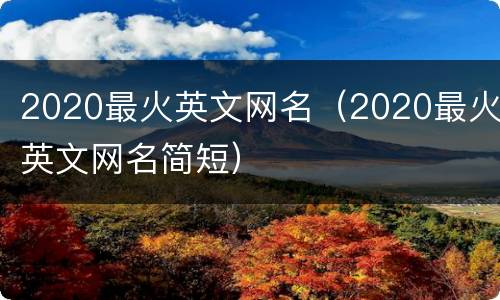 2020最火英文网名（2020最火英文网名简短）