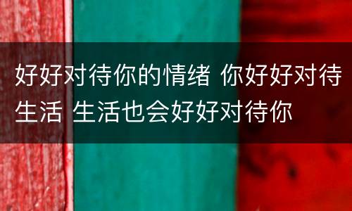 好好对待你的情绪 你好好对待生活 生活也会好好对待你