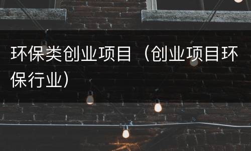环保类创业项目（创业项目环保行业）