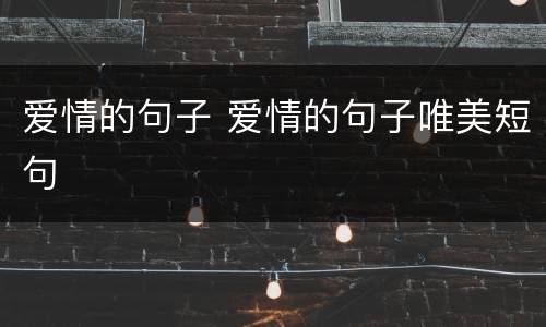 爱情的句子 爱情的句子唯美短句