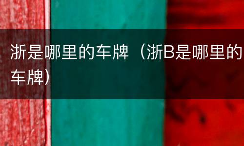 浙是哪里的车牌（浙B是哪里的车牌）