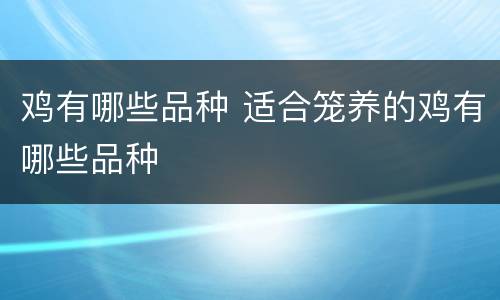 鸡有哪些品种 适合笼养的鸡有哪些品种