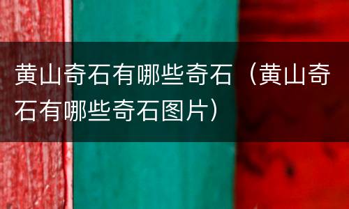 黄山奇石有哪些奇石（黄山奇石有哪些奇石图片）