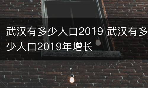 武汉有多少人口2019 武汉有多少人口2019年增长