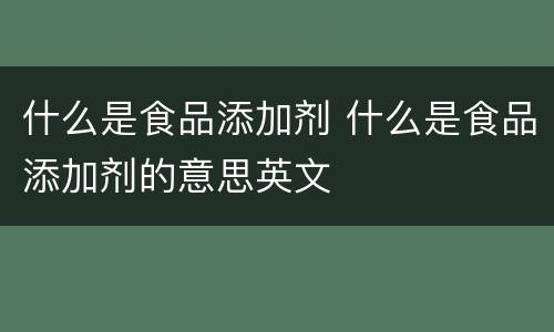 什么是食品添加剂 什么是食品添加剂的意思英文