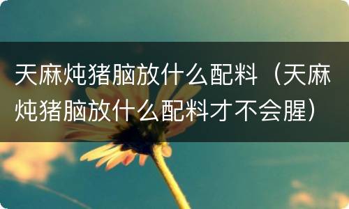 天麻炖猪脑放什么配料（天麻炖猪脑放什么配料才不会腥）