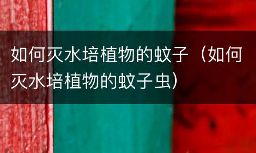 如何灭水培植物的蚊子（如何灭水培植物的蚊子虫）