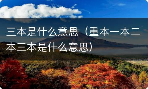 三本是什么意思（重本一本二本三本是什么意思）