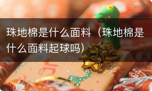 珠地棉是什么面料（珠地棉是什么面料起球吗）