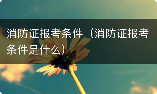消防证报考条件（消防证报考条件是什么）