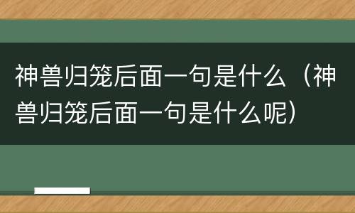 神兽归笼后面一句是什么（神兽归笼后面一句是什么呢）