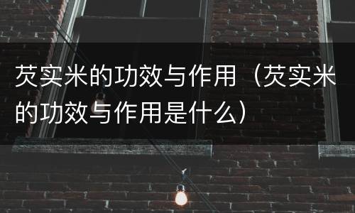 芡实米的功效与作用（芡实米的功效与作用是什么）