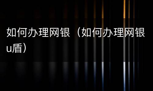 如何办理网银（如何办理网银u盾）