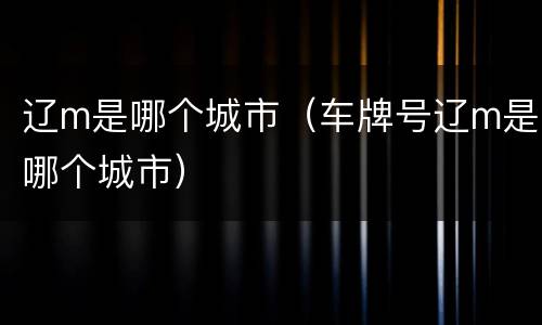 辽m是哪个城市（车牌号辽m是哪个城市）