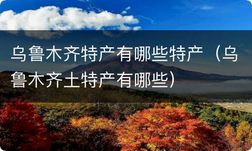 乌鲁木齐特产有哪些特产（乌鲁木齐土特产有哪些）