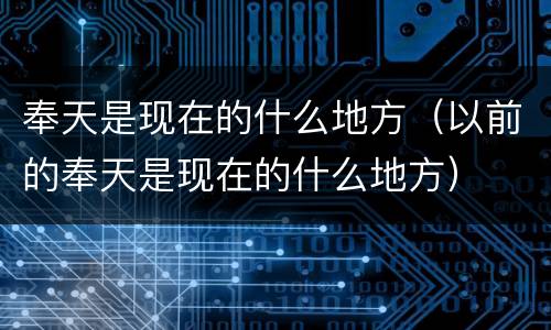 奉天是现在的什么地方（以前的奉天是现在的什么地方）