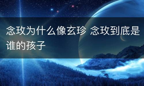 念玫为什么像玄珍 念玫到底是谁的孩子