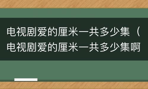 电视剧爱的厘米一共多少集（电视剧爱的厘米一共多少集啊）